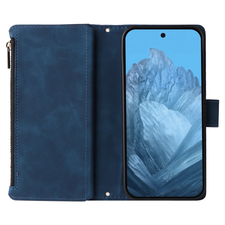 For Google Pixel 9 Multifunctional Multi-Card Wallet Phone Leather Case(Blue) - Google Cases by buy2fix | Online Shopping UK | buy2fix