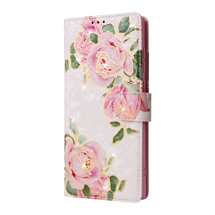 For Samsung Galaxy S24 Ultra 5G Bronzing Painting RFID Leather Case(Rose Flower) - Galaxy S24 Ultra 5G Cases by buy2fix | Online Shopping UK | buy2fix