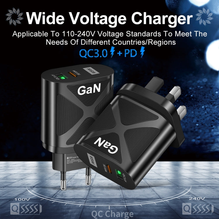 65W Gallium Nitride GaN389 USB + Type-C Fast Charging Charger, Plug Type:UK Plug(Black) - USB Charger by buy2fix | Online Shopping UK | buy2fix