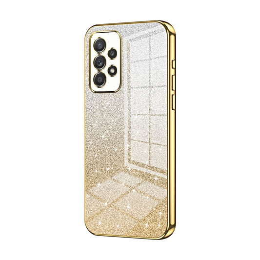 For Samsung Galaxy A52 5G Gradient Glitter Powder Electroplated Phone Case(Gold) - Galaxy Phone Cases by buy2fix | Online Shopping UK | buy2fix