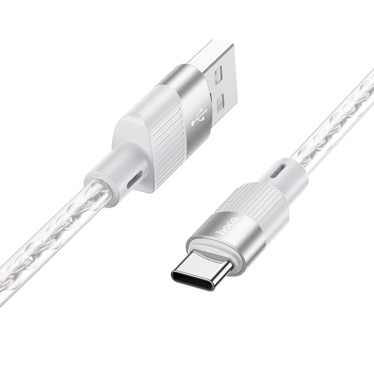 hoco X99 Crystal Junction 3A USB to USB-C / Type-C Silicone Charging Data Cable, Length:1m(Grey) - USB-C & Type-C Cable by hoco | Online Shopping UK | buy2fix