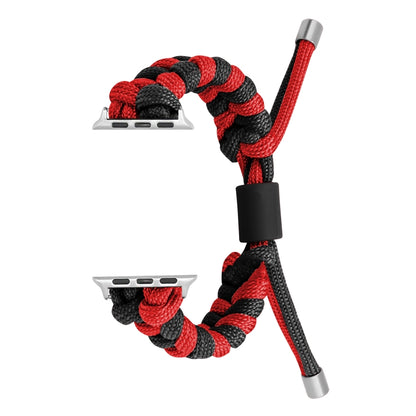 For Apple Watch Ultra 2 49mm Paracord Fishtail Braided Silicone Bead Watch Band(Black Red) - Watch Bands by buy2fix | Online Shopping UK | buy2fix