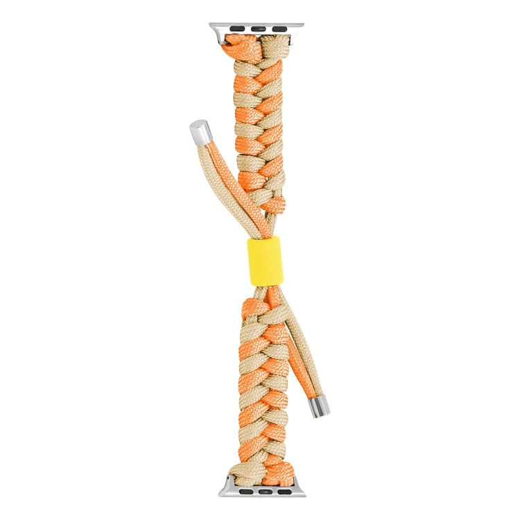 For Apple Watch Ultra 2 49mm Paracord Fishtail Braided Silicone Bead Watch Band(Orange Yellow) - Watch Bands by buy2fix | Online Shopping UK | buy2fix