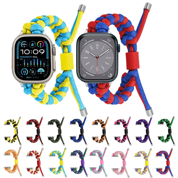 For Apple Watch Ultra 2 49mm Paracord Fishtail Braided Silicone Bead Watch Band(Red Light Yellow) - Watch Bands by buy2fix | Online Shopping UK | buy2fix