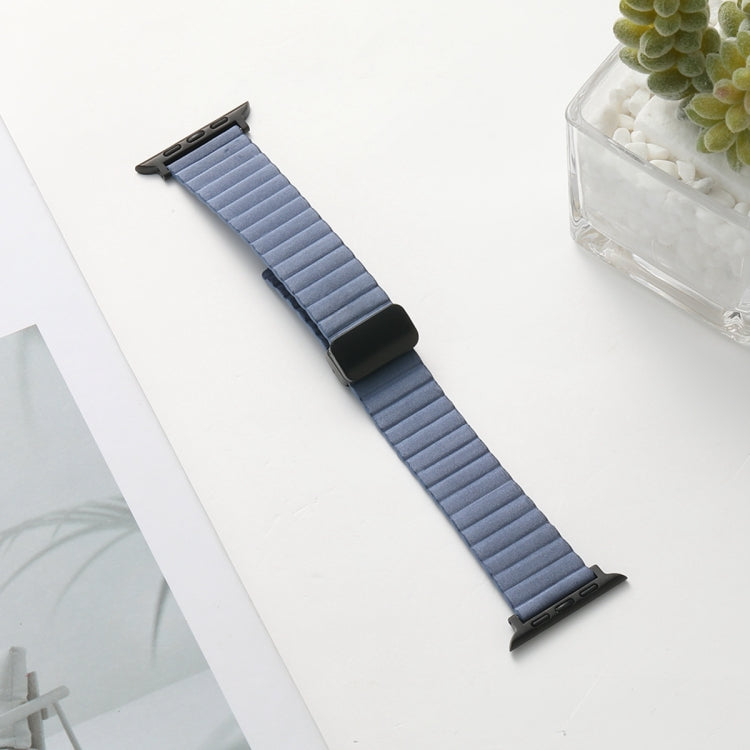 For Apple Watch SE 44mm Water Ripple Magnetic Folding Buckle Watch Band, Style: Bold Version(Light Blue) - Watch Bands by buy2fix | Online Shopping UK | buy2fix