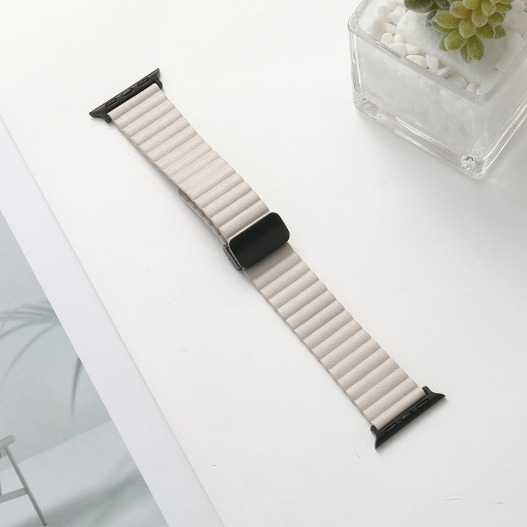 For Apple Watch Series 6 44mm Water Ripple Magnetic Folding Buckle Watch Band, Style: Bold Version(Starlight Color) - Watch Bands by buy2fix | Online Shopping UK | buy2fix