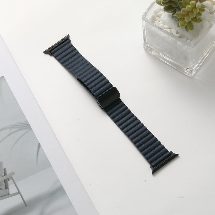 For Apple Watch Series 3 38mm Water Ripple Magnetic Folding Buckle Watch Band, Style: Bold Version(Indigo Blue) - Watch Bands by buy2fix | Online Shopping UK | buy2fix