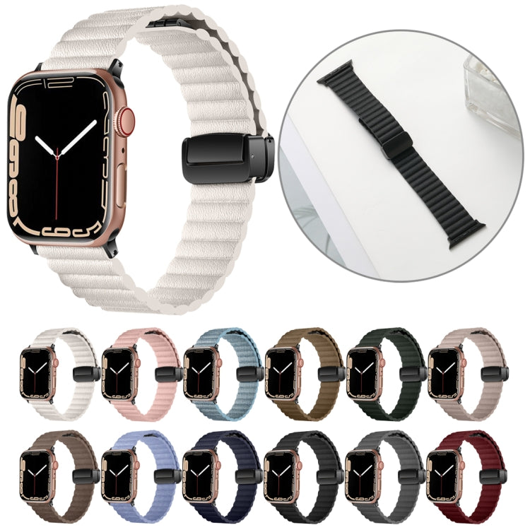 For Apple Watch Series 7 45mm Water Ripple Magnetic Folding Buckle Watch Band, Style: Bold Version(Pink) - Watch Bands by buy2fix | Online Shopping UK | buy2fix