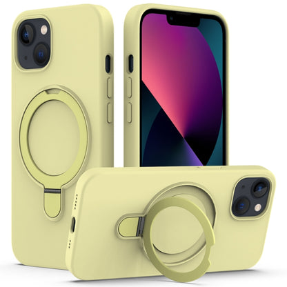 For iPhone 13 MagSafe Magnetic Liquid Silicone Phone Case with Ring Holder(Yellow) - iPhone 13 Cases by buy2fix | Online Shopping UK | buy2fix