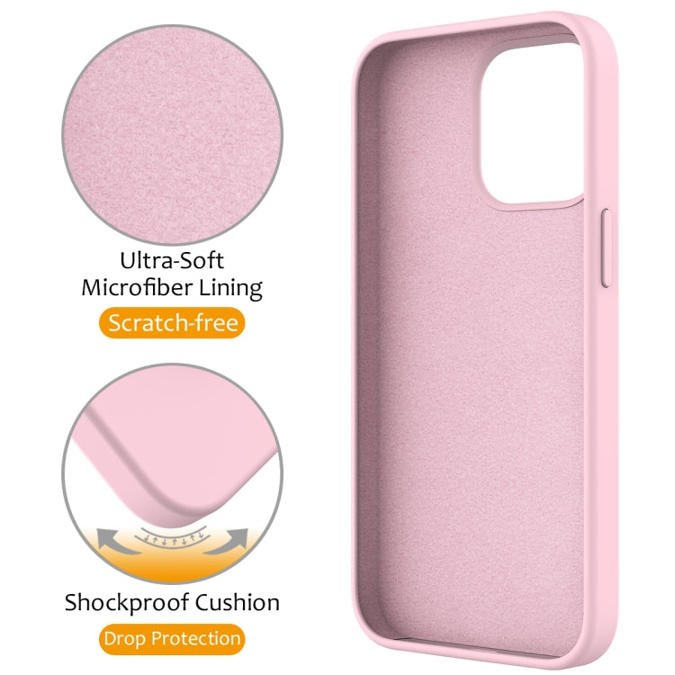 For iPhone 15 Pro Liquid Silicone MagSafe Magnetic Phone Case with Ring Holder(Grey Pink) - iPhone 15 Pro Cases by buy2fix | Online Shopping UK | buy2fix