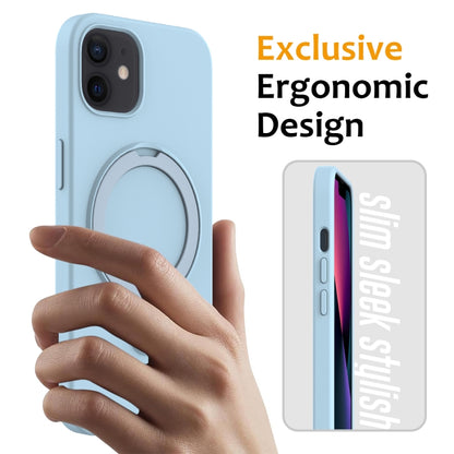 For iPhone 11 MagSafe Magnetic Liquid Silicone Phone Case with Ring Holder(Sky Blue) - iPhone 11 Cases by buy2fix | Online Shopping UK | buy2fix