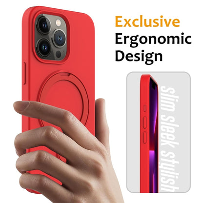 For iPhone 16 Pro Max Liquid Silicone MagSafe Magnetic Phone Case with Ring Holder(Red) - iPhone 16 Pro Max Cases by buy2fix | Online Shopping UK | buy2fix