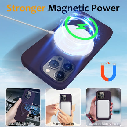 For iPhone 16 Pro Liquid Silicone MagSafe Magnetic Phone Case with Ring Holder(Purple) - iPhone 16 Pro Cases by buy2fix | Online Shopping UK | buy2fix