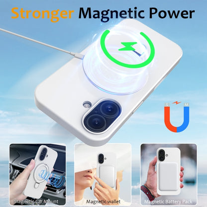 For iPhone 16 Plus Liquid Silicone MagSafe Magnetic Phone Case with Ring Holder(White) - iPhone 16 Plus Cases by buy2fix | Online Shopping UK | buy2fix