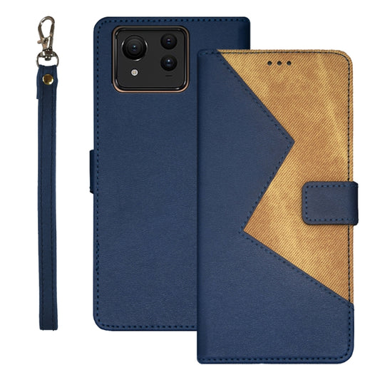 For ASUS Zenfone 11 Ultra idewei Two-color Splicing Leather Phone Case(Blue) - ASUS Cases by idewei | Online Shopping UK | buy2fix