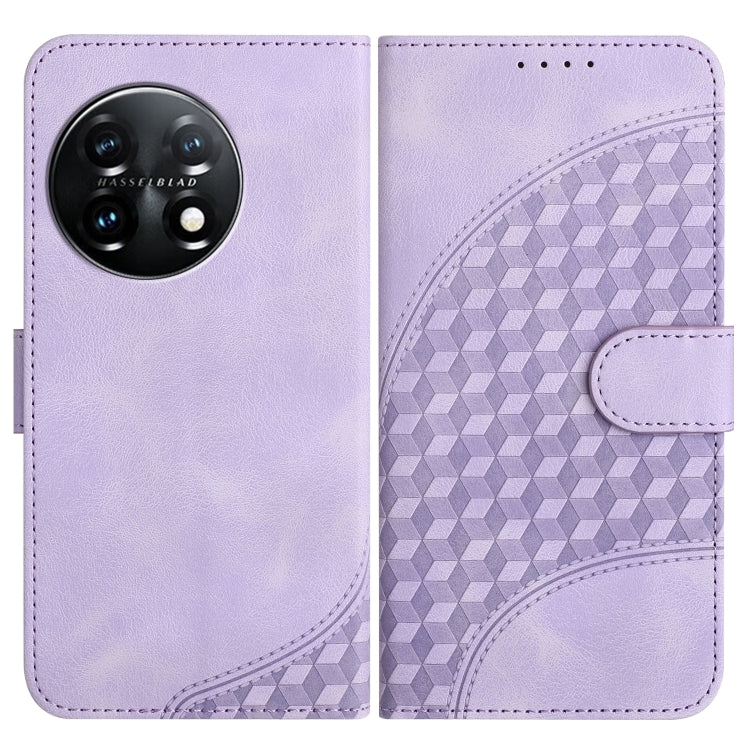 For OnePlus 11 YX0060 Elephant Head Embossed Phone Leather Case with Lanyard(Light Purple) - OnePlus Cases by buy2fix | Online Shopping UK | buy2fix