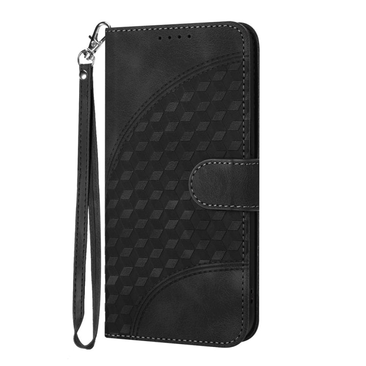 For Motorola Edge 5G 2024 YX0060 Elephant Head Embossed Phone Leather Case with Lanyard(Black) - Motorola Cases by buy2fix | Online Shopping UK | buy2fix