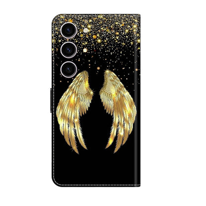 For Samsung Galaxy S24+ 5G Crystal 3D Shockproof Protective Leather Phone Case(Golden Wings) - Galaxy S24+ 5G Cases by buy2fix | Online Shopping UK | buy2fix