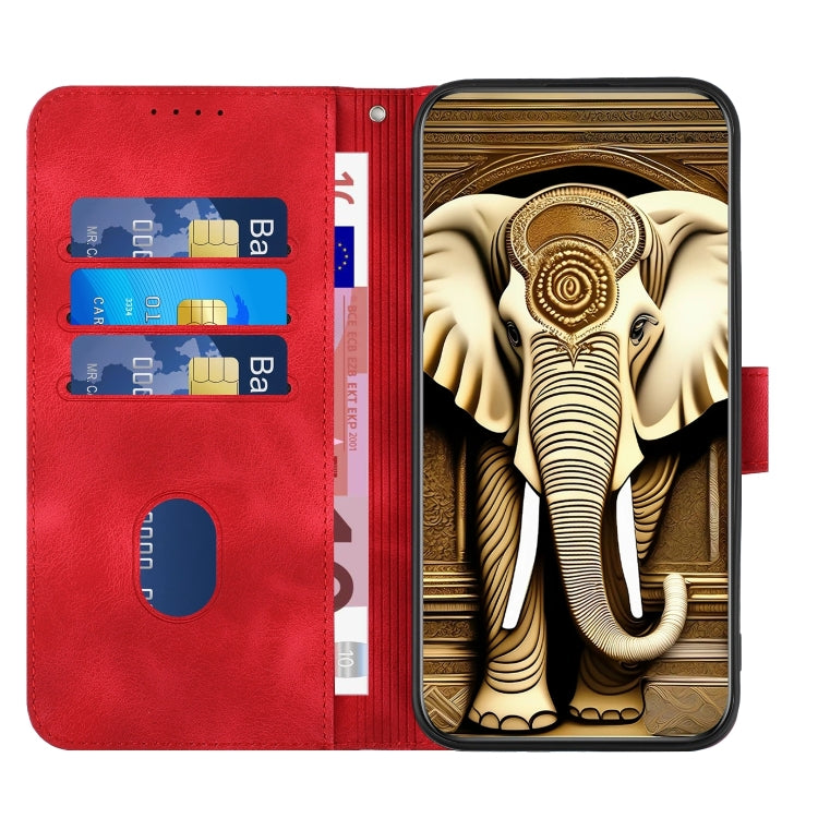 For Google Pixel 9 Pro YX0060 Elephant Head Embossed Phone Leather Case with Lanyard(Red) - Google Cases by buy2fix | Online Shopping UK | buy2fix