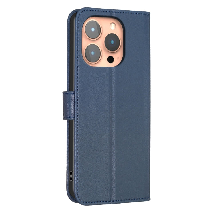 For iPhone 16 Pro Four-leaf Embossed Leather Phone Case(Blue) - iPhone 16 Pro Cases by buy2fix | Online Shopping UK | buy2fix