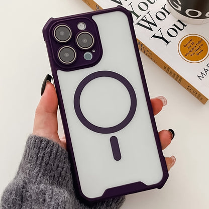 For iPhone 12 Pro Colorful Two-Color Lens Film MagSafe Magnetic Horn Acrylic+TPU Case(Purple) - iPhone 12 / 12 Pro Cases by buy2fix | Online Shopping UK | buy2fix