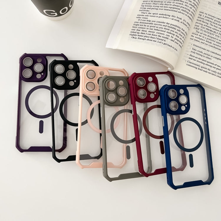 For iPhone 12 Pro Colorful Two-Color Lens Film MagSafe Magnetic Horn Acrylic+TPU Case(Grey) - iPhone 12 / 12 Pro Cases by buy2fix | Online Shopping UK | buy2fix