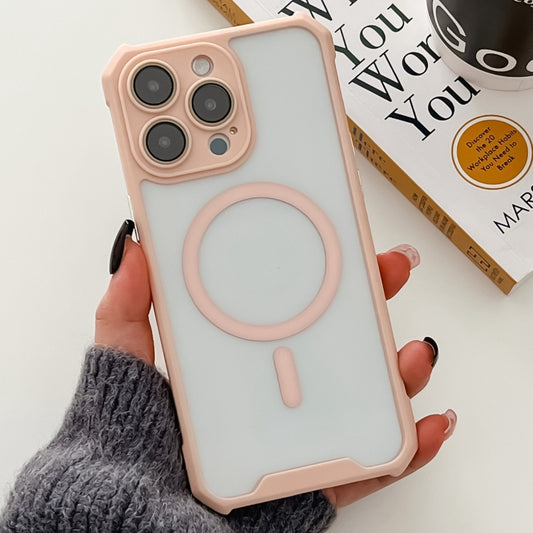 For iPhone 11 Pro Max Colorful Two-Color Lens Film MagSafe Magnetic Horn Acrylic+TPU Case(Pink) - iPhone 11 Pro Max Cases by buy2fix | Online Shopping UK | buy2fix