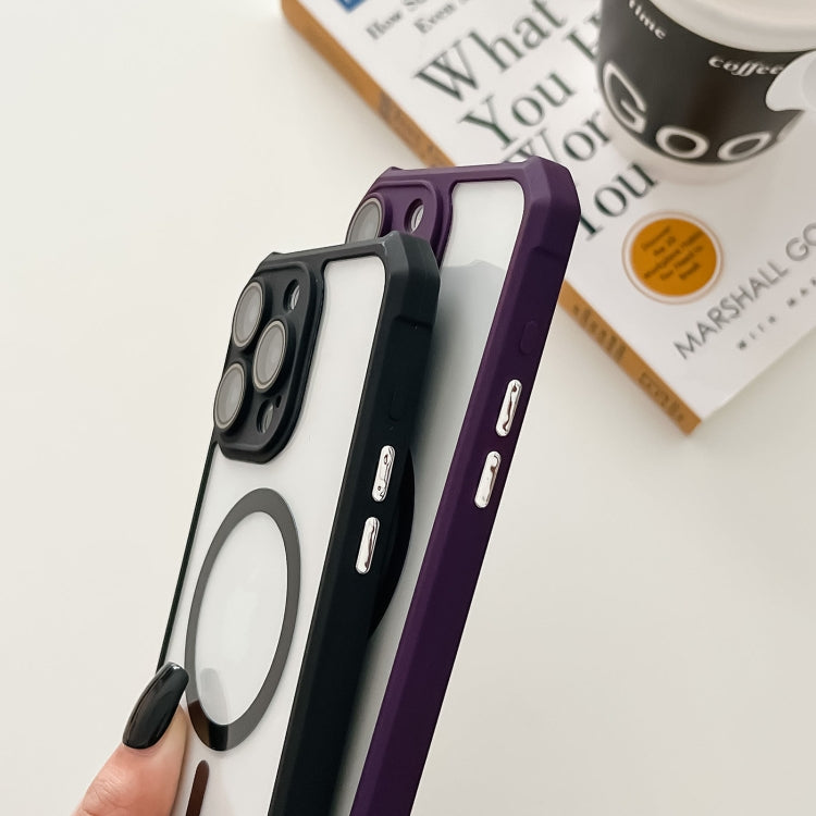 For iPhone 11 Pro Max Colorful Two-Color Lens Film MagSafe Magnetic Horn Acrylic+TPU Case(Grey) - iPhone 11 Pro Max Cases by buy2fix | Online Shopping UK | buy2fix