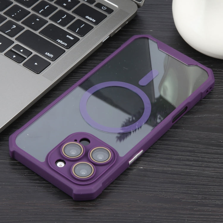 For iPhone 16 Pro Colorful Two-Color Lens Film MagSafe Magnetic Horn Acrylic+TPU Case(Purple) - iPhone 16 Pro Cases by buy2fix | Online Shopping UK | buy2fix