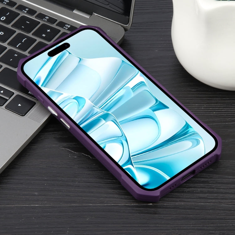 For iPhone 16 Plus Colorful Two-Color Lens Film MagSafe Magnetic Horn Acrylic+TPU Case(Purple) - iPhone 16 Plus Cases by buy2fix | Online Shopping UK | buy2fix