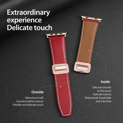 For Apple Watch SE 2023 40mm DUX DUCIS YA Series Magnetic Buckle Genuine Leather Watch Band(Red) - Watch Bands by DUX DUCIS | Online Shopping UK | buy2fix