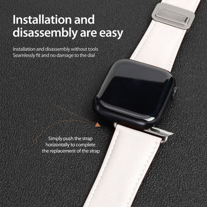 For Apple Watch Ultra 2 49mm DUX DUCIS YA Series Magnetic Buckle Genuine Leather Watch Band(White) - Watch Bands by DUX DUCIS | Online Shopping UK | buy2fix