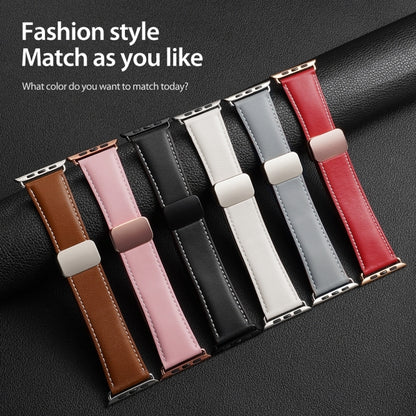 For Apple Watch SE 2022 40mm DUX DUCIS YA Series Magnetic Buckle Genuine Leather Watch Band(Pink) - Watch Bands by DUX DUCIS | Online Shopping UK | buy2fix