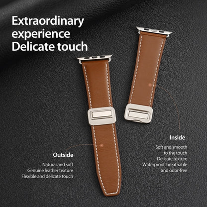 For Apple Watch Series 7 41mm DUX DUCIS YA Series Magnetic Buckle Genuine Leather Watch Band(Brown) - Watch Bands by DUX DUCIS | Online Shopping UK | buy2fix