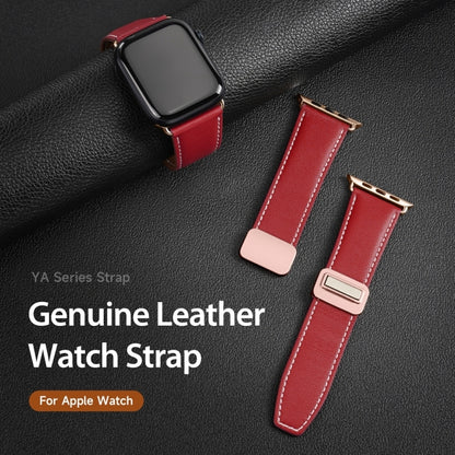 For Apple Watch Series 5 44mm DUX DUCIS YA Series Magnetic Buckle Genuine Leather Watch Band(Red) - Watch Bands by DUX DUCIS | Online Shopping UK | buy2fix