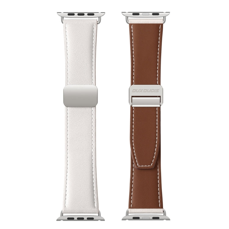 For Apple Watch Series 3 42mm DUX DUCIS YA Series Magnetic Buckle Genuine Leather Watch Band(White) - Watch Bands by DUX DUCIS | Online Shopping UK | buy2fix