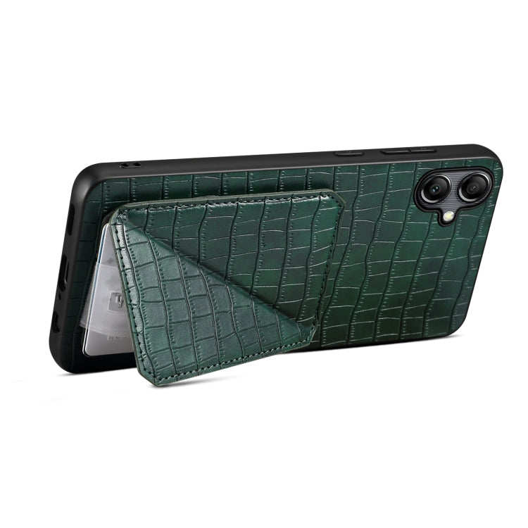 For Samsung Galaxy A20 / A30 Denior Imitation Crocodile Leather Back Phone Case with Holder(Green) - Galaxy Phone Cases by Denior | Online Shopping UK | buy2fix