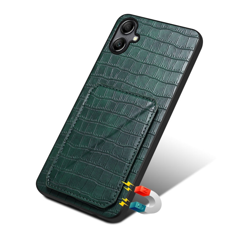 For Samsung Galaxy A20 / A30 Denior Imitation Crocodile Leather Back Phone Case with Holder(Green) - Galaxy Phone Cases by Denior | Online Shopping UK | buy2fix