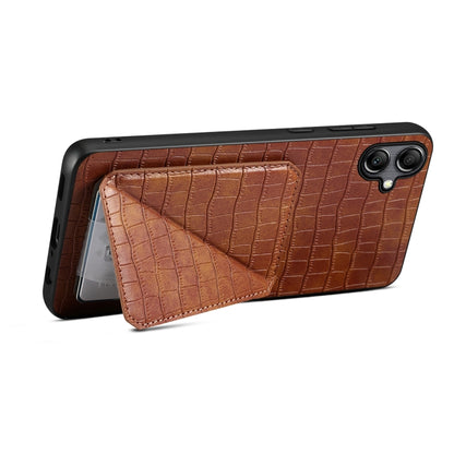 For Samsung Galaxy A20s Denior Imitation Crocodile Leather Back Phone Case with Holder(Brown) - Galaxy Phone Cases by Denior | Online Shopping UK | buy2fix