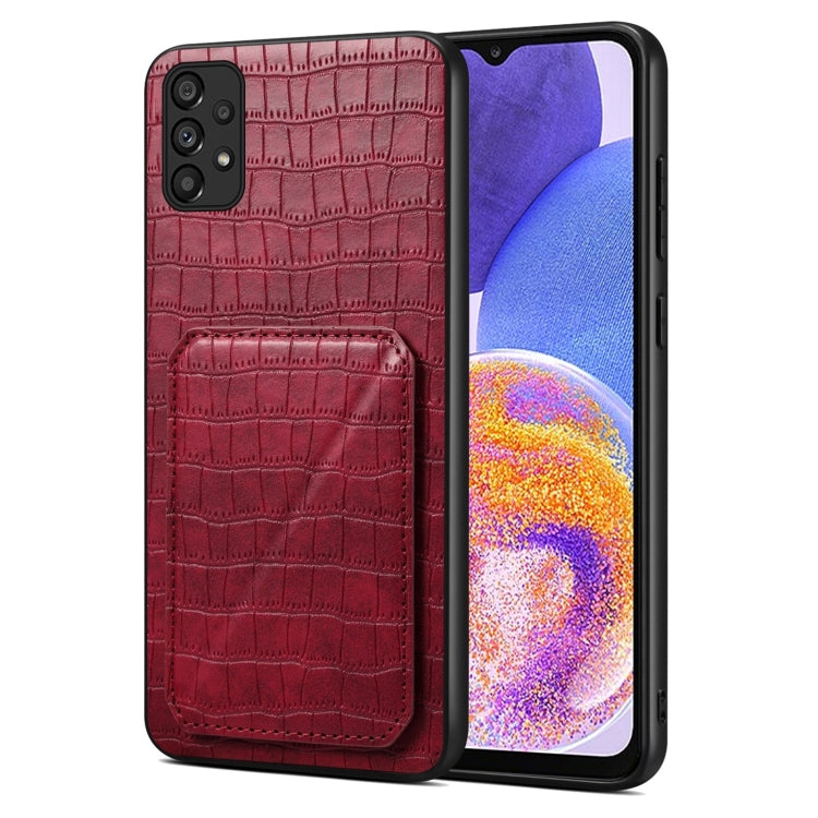 For Samsung Galaxy A23 4G /5G Denior Imitation Crocodile Leather Back Phone Case with Holder(Rose Red) - Galaxy Phone Cases by Denior | Online Shopping UK | buy2fix