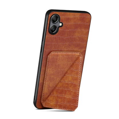 For Samsung Galaxy S23 FE 5G Denior Imitation Crocodile Leather Back Phone Case with Holder(Brown) - Galaxy S23 FE 5G Cases by Denior | Online Shopping UK | buy2fix