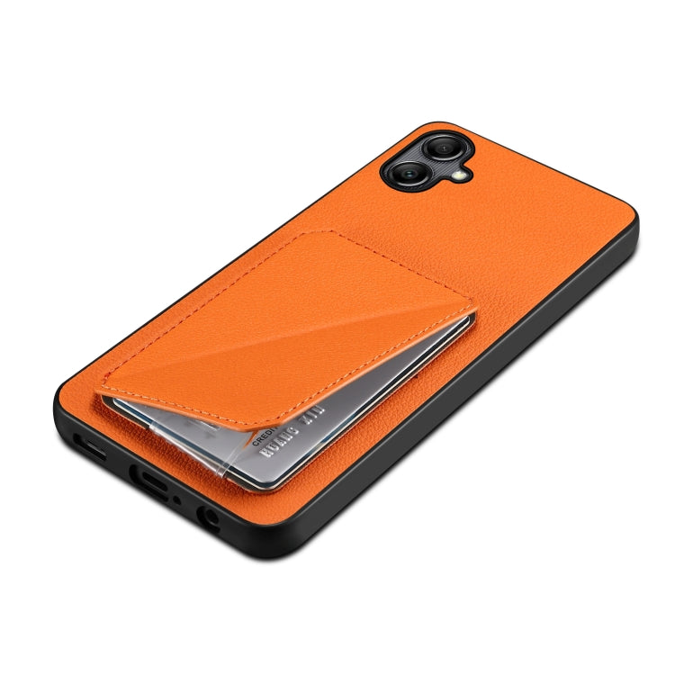 For Samsung Galaxy A22 5G Denior Imitation Calf Leather Back Phone Case with Holder(Orange) - Galaxy Phone Cases by Denior | Online Shopping UK | buy2fix