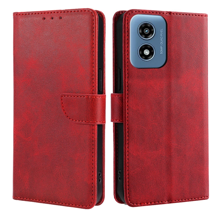 For Motorola Moto G Play 4G 2024 Calf Texture Buckle Flip Leather Phone Case(Red) - Motorola Cases by buy2fix | Online Shopping UK | buy2fix