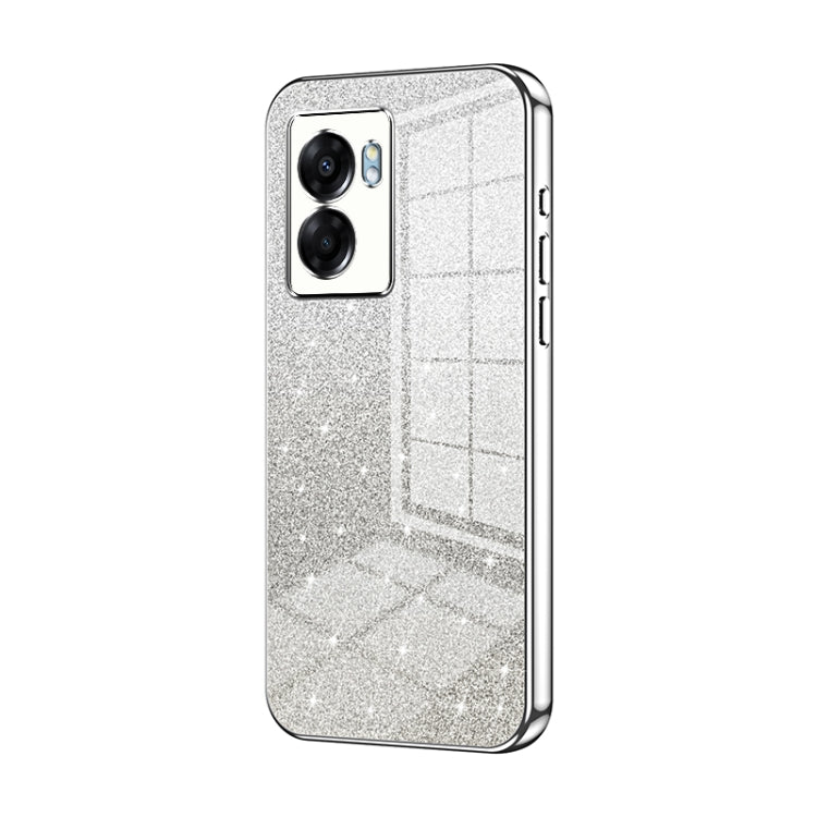 For OPPO A57 5G Gradient Glitter Powder Electroplated Phone Case(Silver) - OPPO Cases by buy2fix | Online Shopping UK | buy2fix