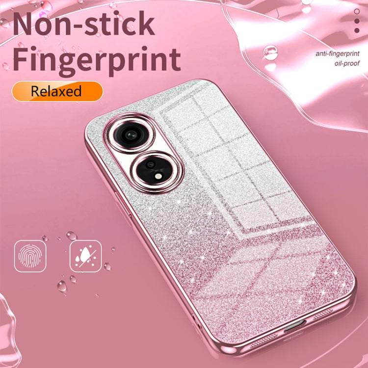 For OPPO Reno8 Pro Gradient Glitter Powder Electroplated Phone Case(Transparent) - OPPO Cases by buy2fix | Online Shopping UK | buy2fix