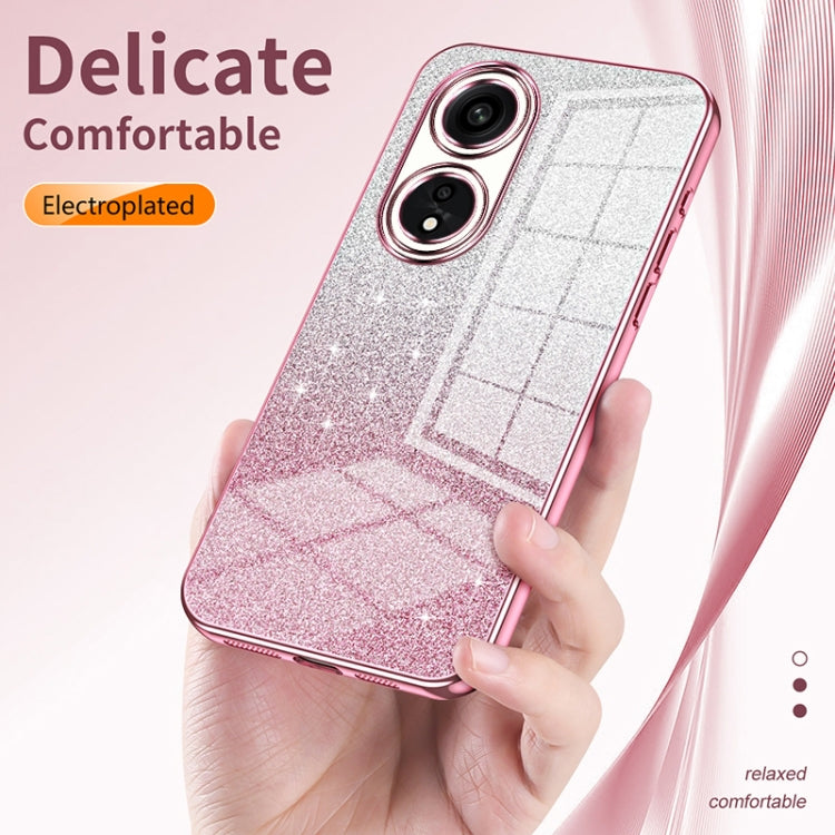 For OPPO A36 / A76 / A96 4G Global Gradient Glitter Powder Electroplated Phone Case(Transparent) - OPPO Cases by buy2fix | Online Shopping UK | buy2fix