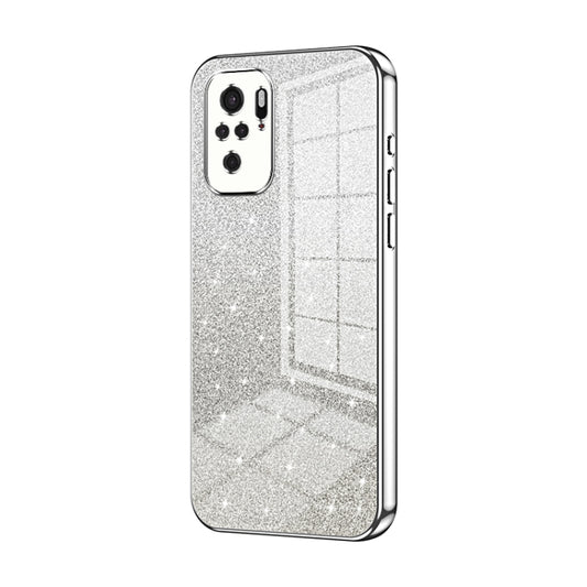 For Xiaomi Redmi Note 10/Note 10S Gradient Glitter Powder Electroplated Phone Case(Silver) - Xiaomi Cases by buy2fix | Online Shopping UK | buy2fix