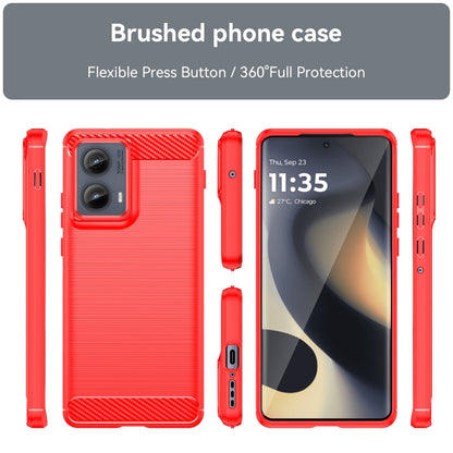 For Motorola Edge 2024 Brushed Texture Carbon Fiber TPU Phone Case(Red) - Motorola Cases by buy2fix | Online Shopping UK | buy2fix