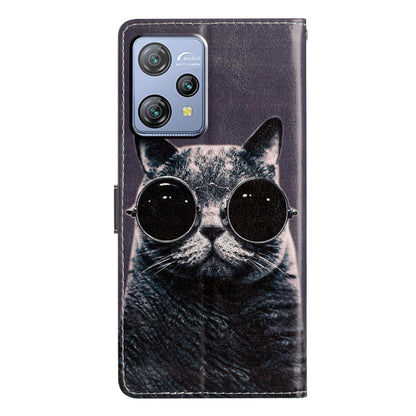 For Blackview A53 Pro Colored Drawing Leather Phone Case(Sunglasses Cat) - More Brand by buy2fix | Online Shopping UK | buy2fix