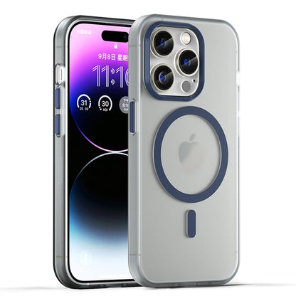 For iPhone 14 Pro MagSafe Frosted Translucent TPU + PC Full Coverage Phone Case(Dark Blue) - iPhone 14 Pro Cases by buy2fix | Online Shopping UK | buy2fix